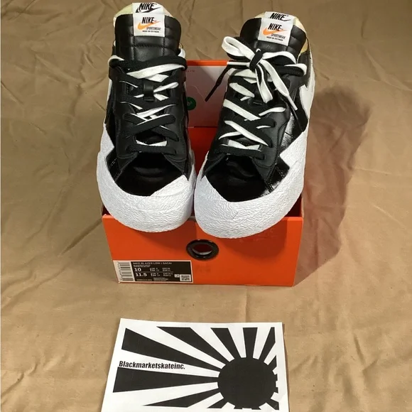 Nike x sacai x Blazer Low Black Patent DM6443-001 Men's Size 10